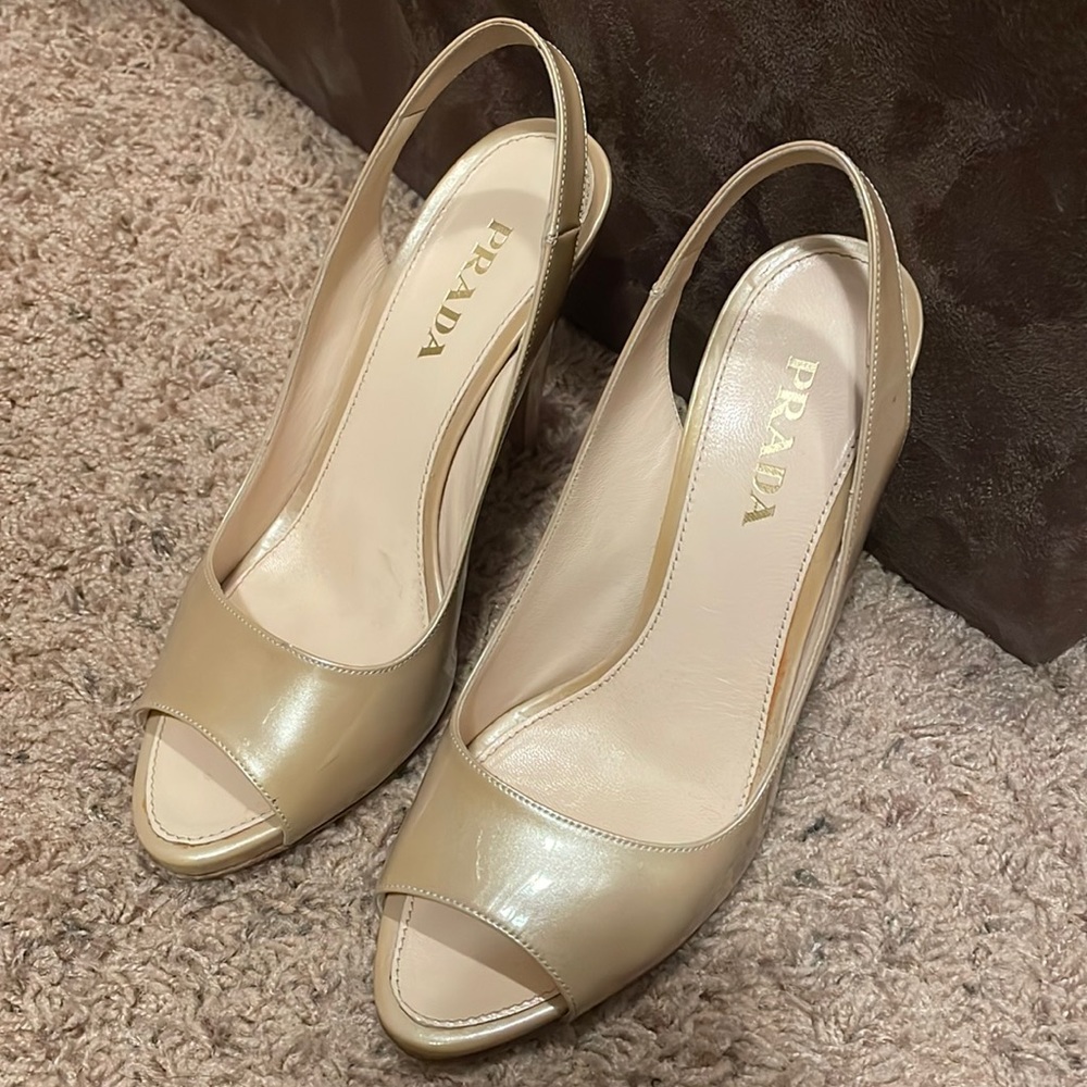 Prada Gold Slingback/Sandals in Size 37